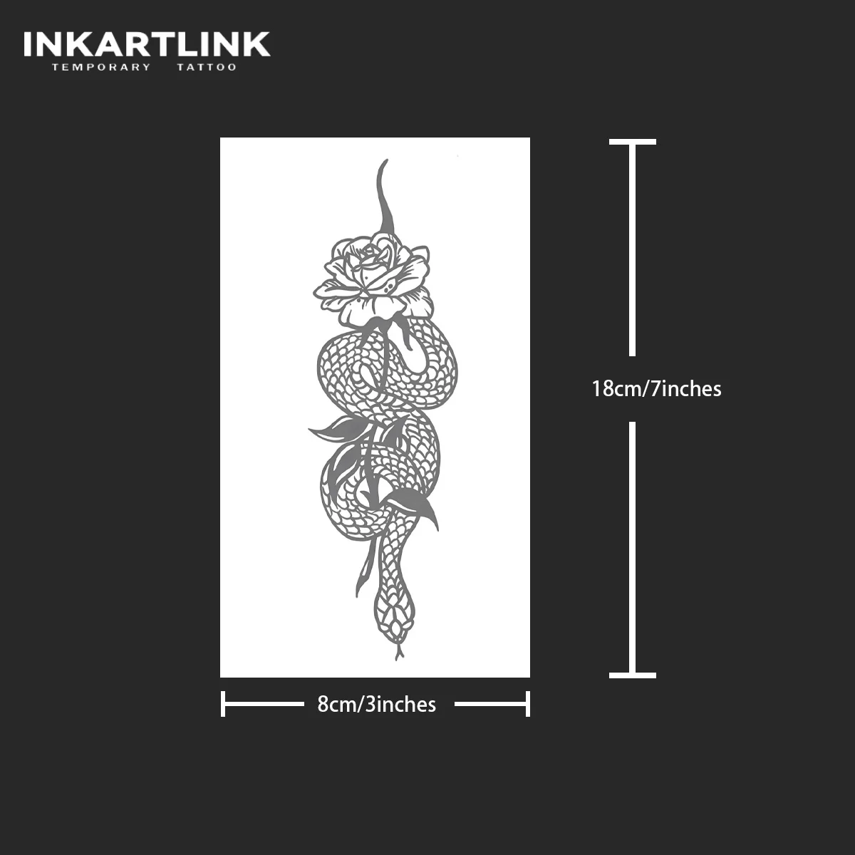 Snake and Rose Temporary Tattoo,Lasts To 15 Days New Technology Magic Waterproof Semi Permanent Sticker.