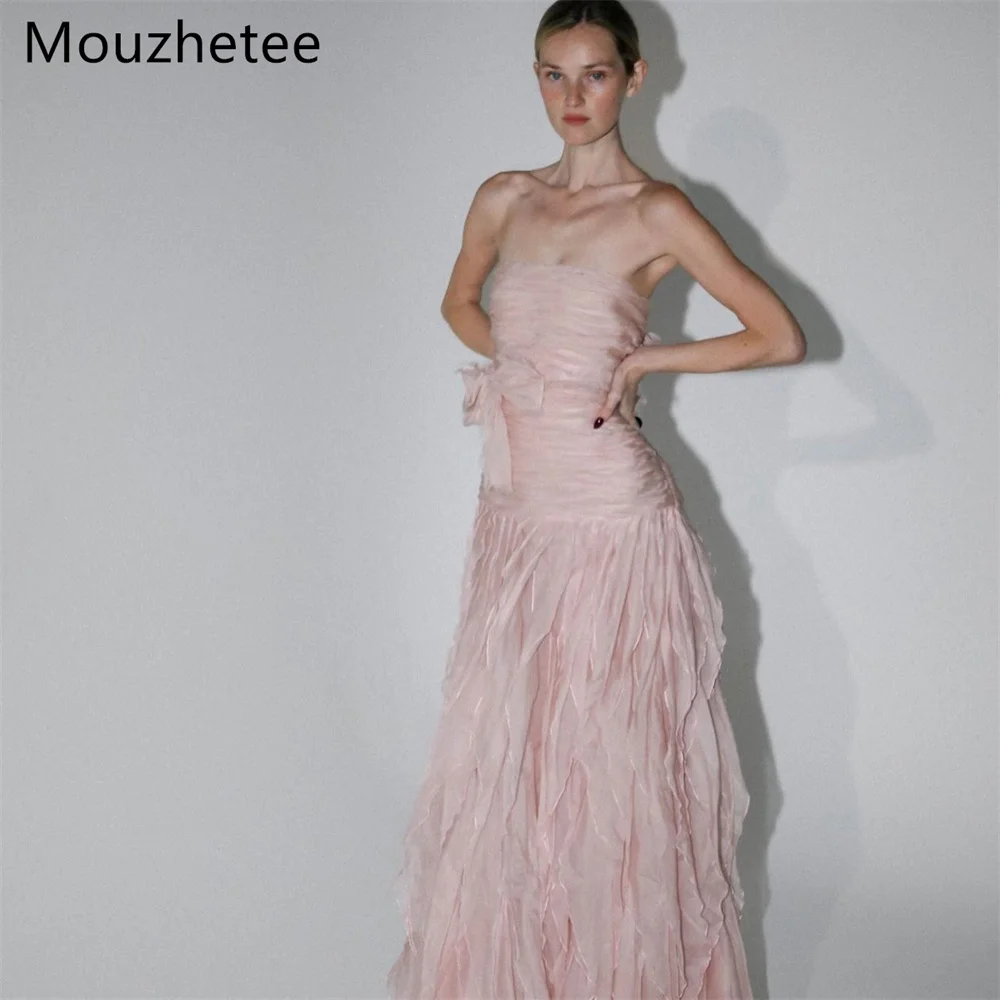 

Mouzhetee Elegant A-Line Pink Shiny Dresses Formal Party Gowns for Women Simple Sleeveless Pleat Prom Gown Customize 2025