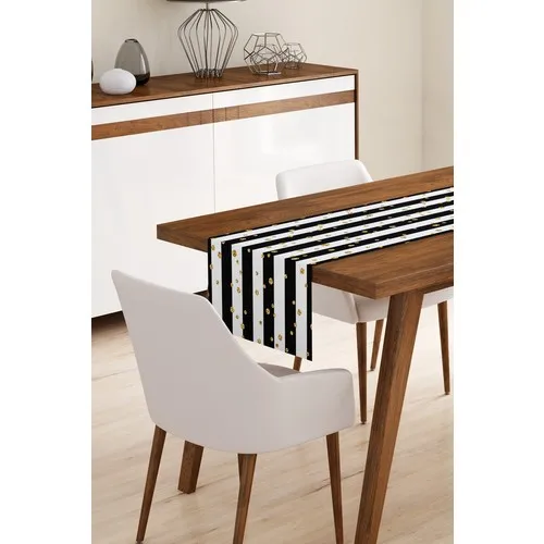 Bk Home Decor Modern Black White Striped Gold Dot Pattern Runner