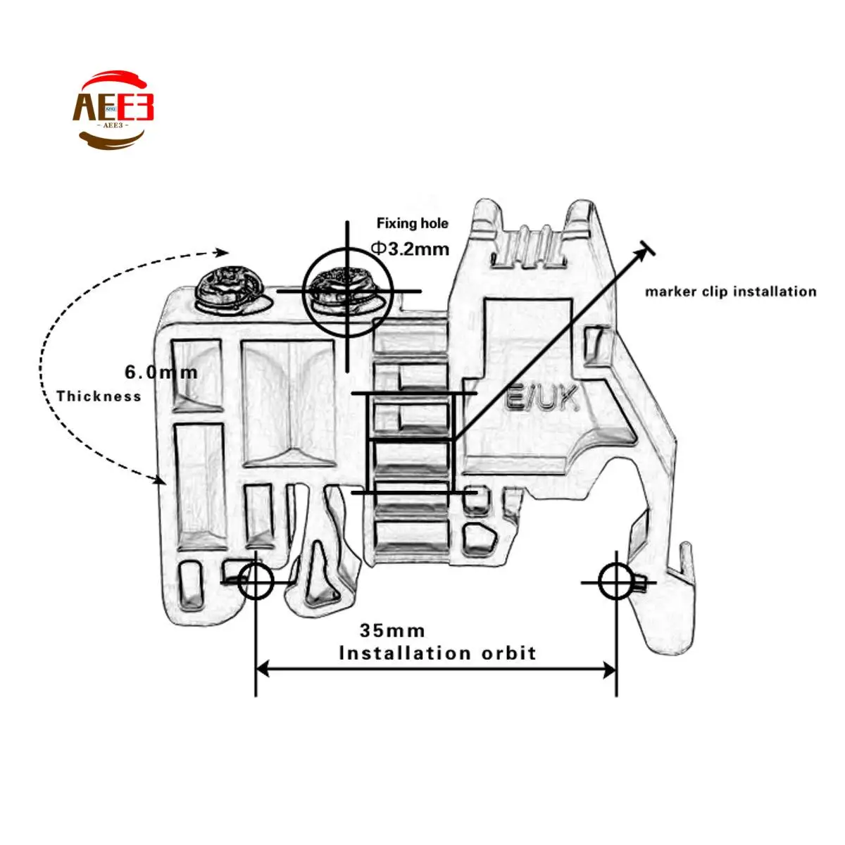 

AEE3-E/Uk Клеммные колодки на DIN-рейку, концевой стопорный кронштейн, серый, разъем клеммной колодки (упаковка из 100 шт.)