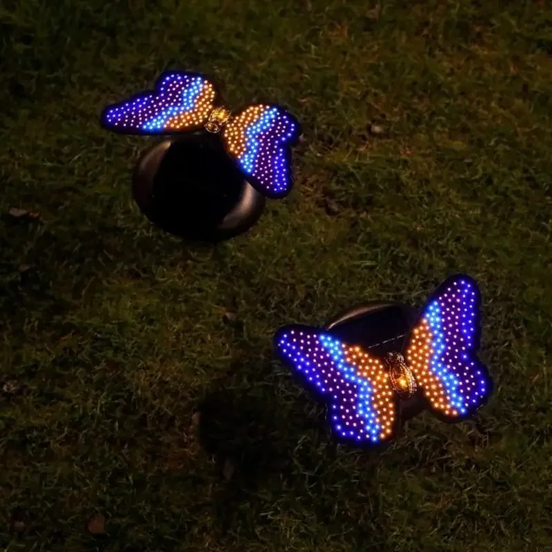 Solar Butterfly Wall Light with Rechargeable Battery, LED Outdoor Accent, ABS Mount, Butterfly for Garden Fence Y5GB