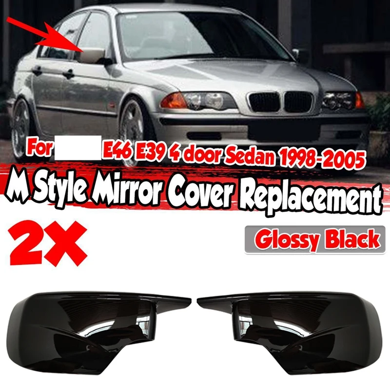 

Side Mirror Cover, For-BMW 3 5 Series E39 E46 525I 528I 530I 540I 323I 330I 328I Rearview Mirror Cover Caps Gloss Black