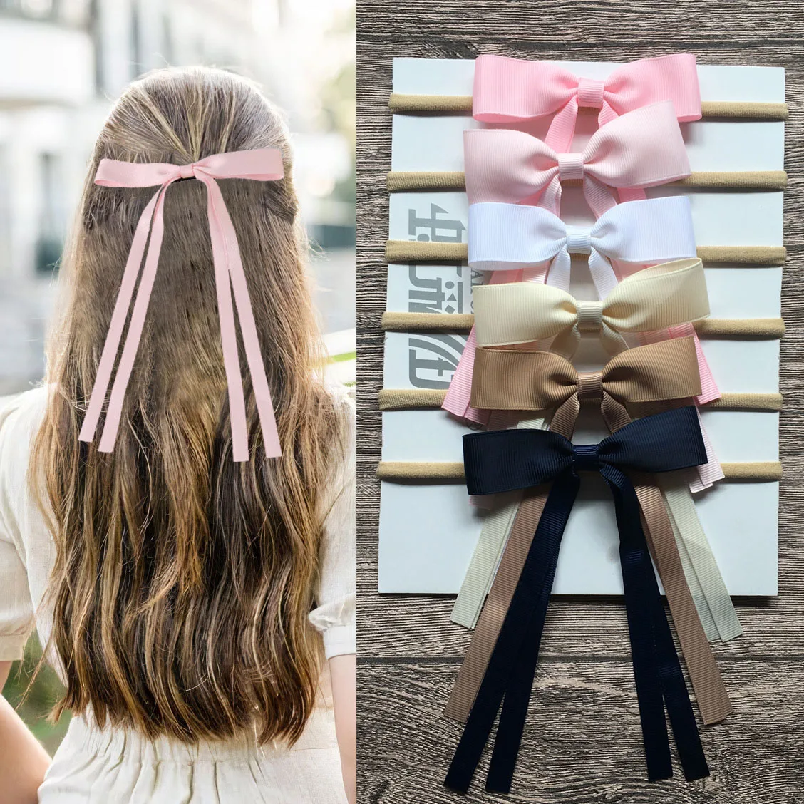 

2024 10.0 cm Ribbon Bows With Nylon Headbands For Baby Girls Headwear Children Party Accessories Kids Head Scarf