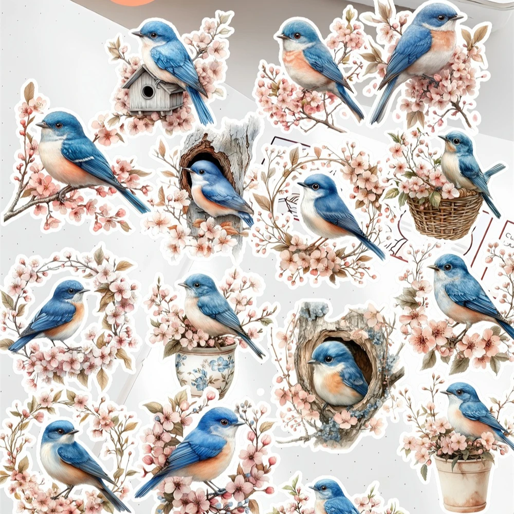 

18pcs Retro Hand cherry blossoms and birds stickers Funny Decoration DIY Scrapbooking Journal Phone Diary Album Planner