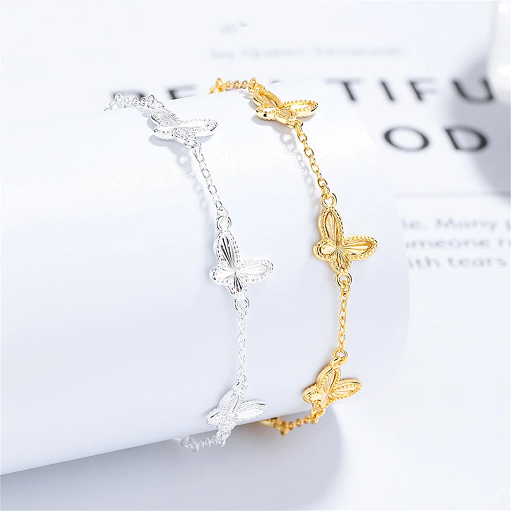 

Women's Korean Style 925 Sterling Silver Bracelet, Woodland Butterfly, Niche Luxury Versatile Jewelry