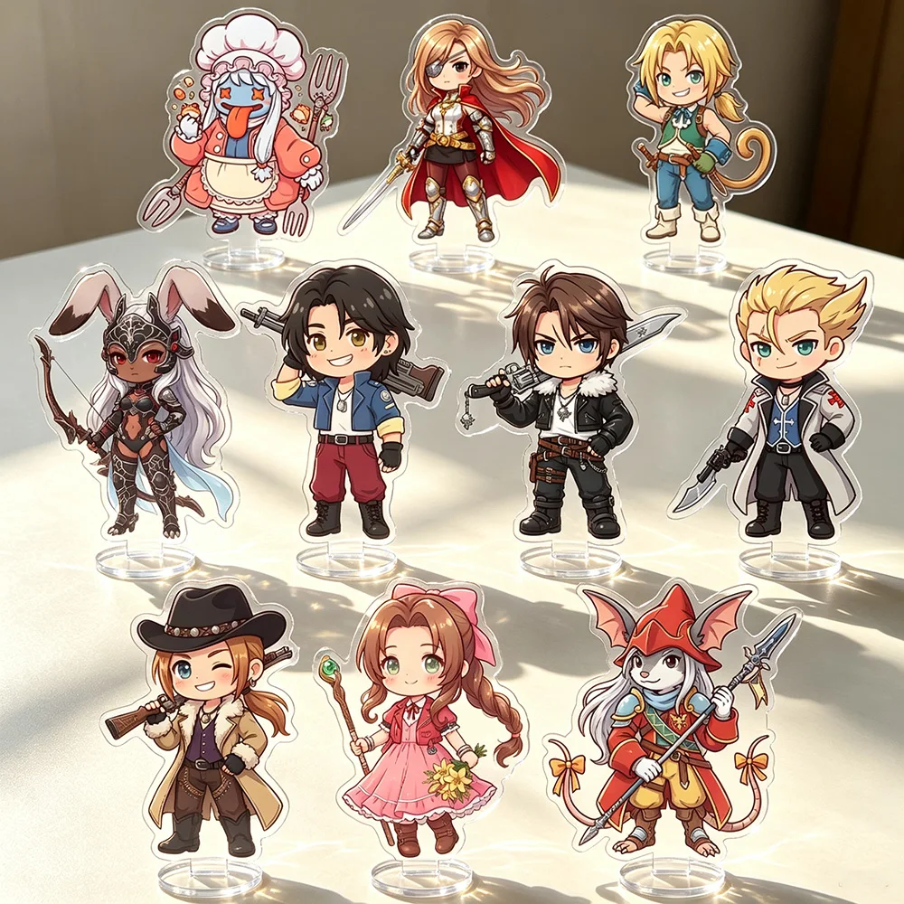 Final Fantasy Brave Exvius Q‑style Acrylic Stand Figure Rikku Tidus Yuna Lulu Auron Wakka Jecht Seymour Chibi Keychain Gift