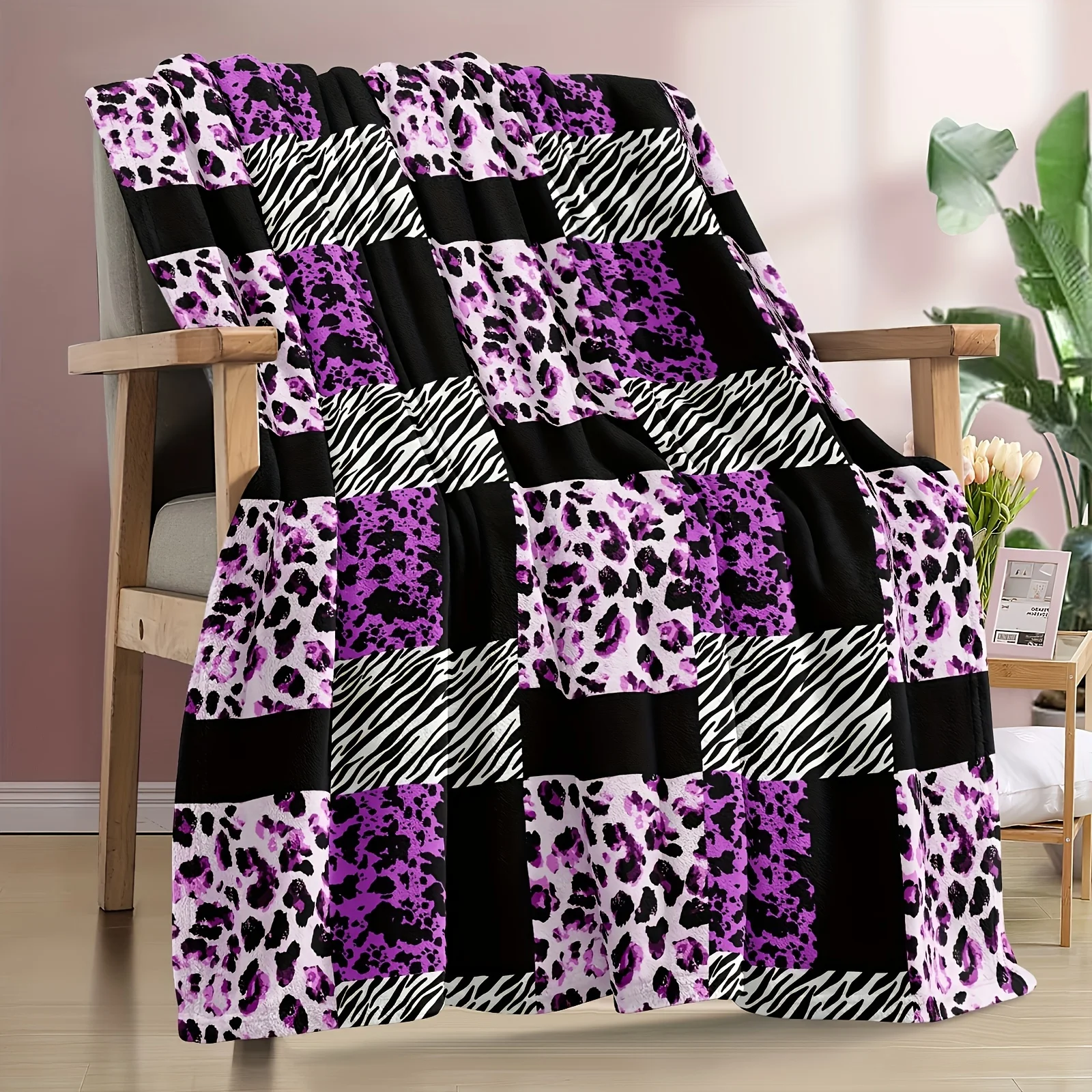 Cozy Purple Animal Throw Blanket Soft Flannel for Everyday Use All Season Comfort Machine Washable Versatile