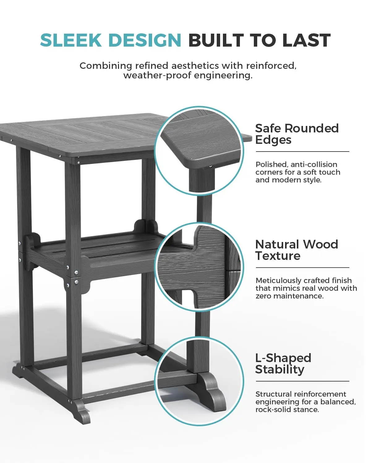 Outdoor Bar Table Set, Square Table with Storage Shelf & 4 Oversized Adirondack Chairs,, Customized
