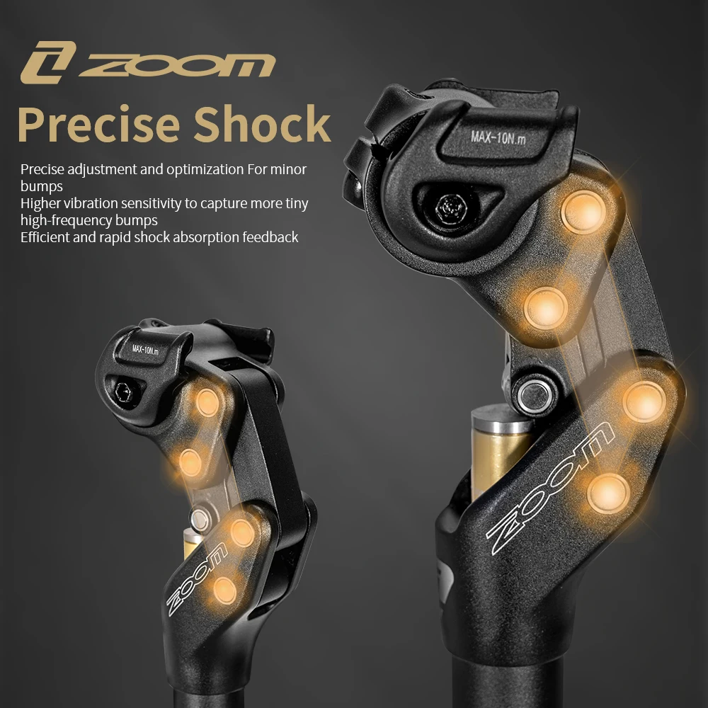 

ZOOM MTB Suspension Seatpost 27.2mm/30.9mm/31.6mmx350mm Aluminum Alloy Four-link Shock Absorbing XC Road Bicycle Seat Tube