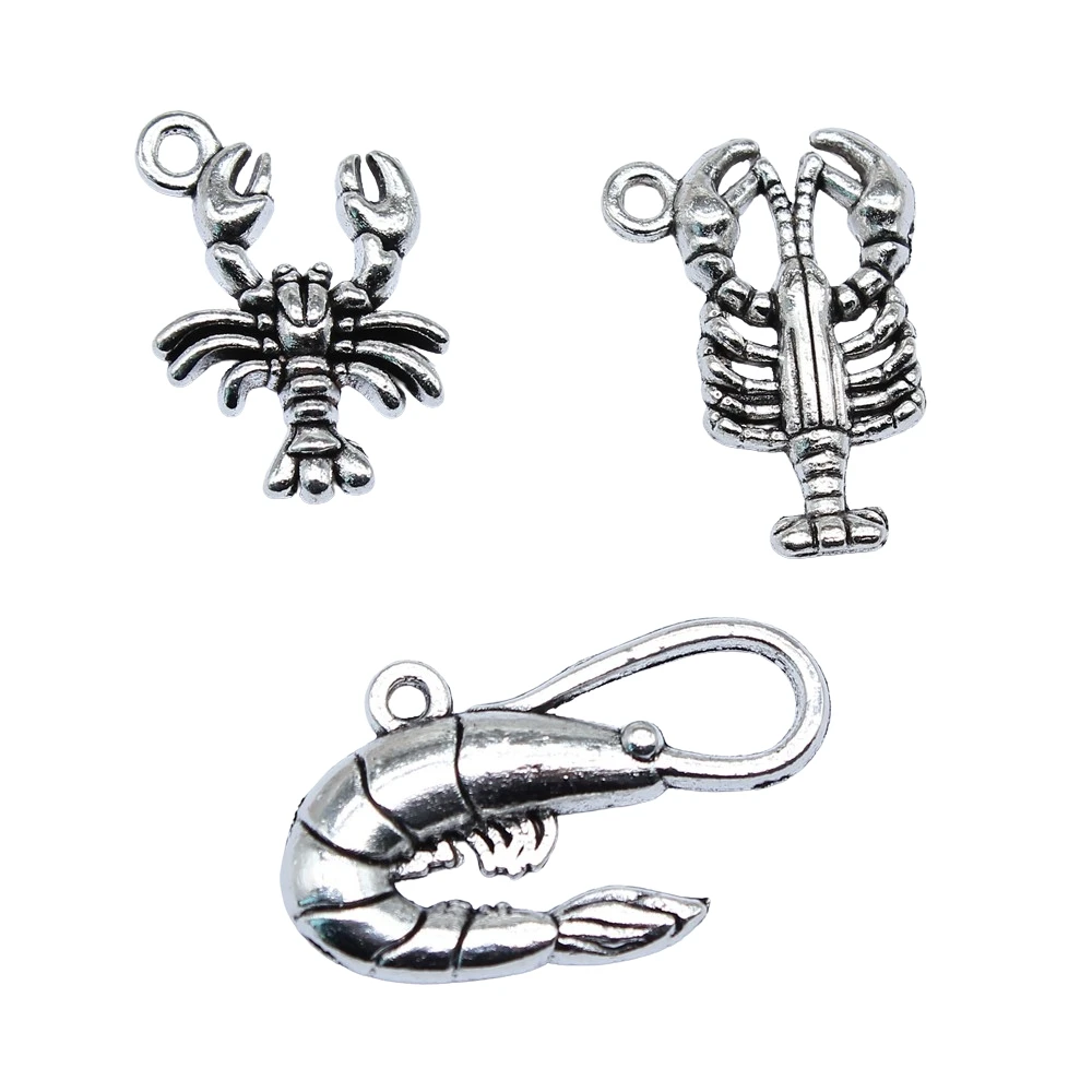 20pcs Marine Organism Shrimp Charms Animal Charms For Jewelry Making Diy Handmade Jewelry