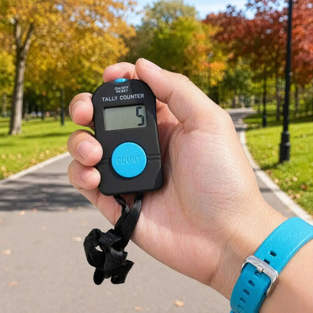 4-digit Digital Electronic Counter Hand Held 9999 Mini Step Counter Digital Display Button Cell Hand Tally Counter Walking