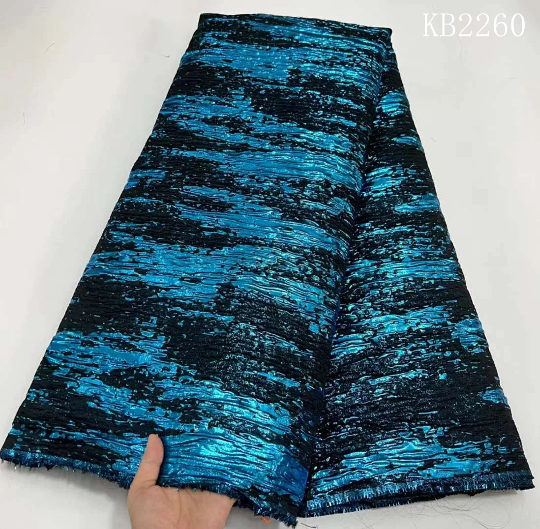 Latest Nigerian Jacquard Brocade Tulle Lace Organza Lace Fabric 2024 High Quality Gilding Brocade Lace Fabrics For Sewing KB2260