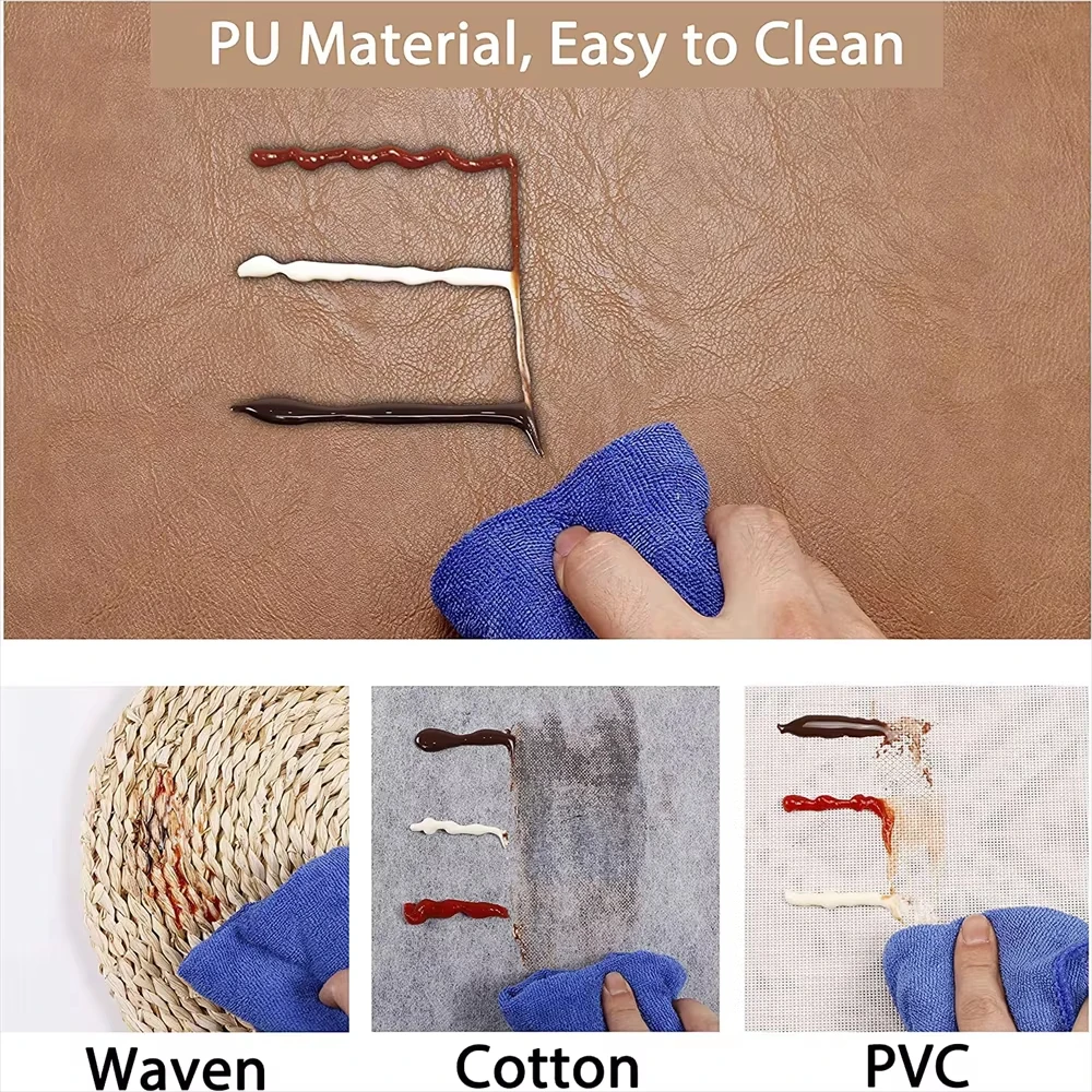 PU Leather Reversible Placemats Double Sided Waterproof Table Mats Heat Resistant Washable Dining Table Placemats Kitchen Dining