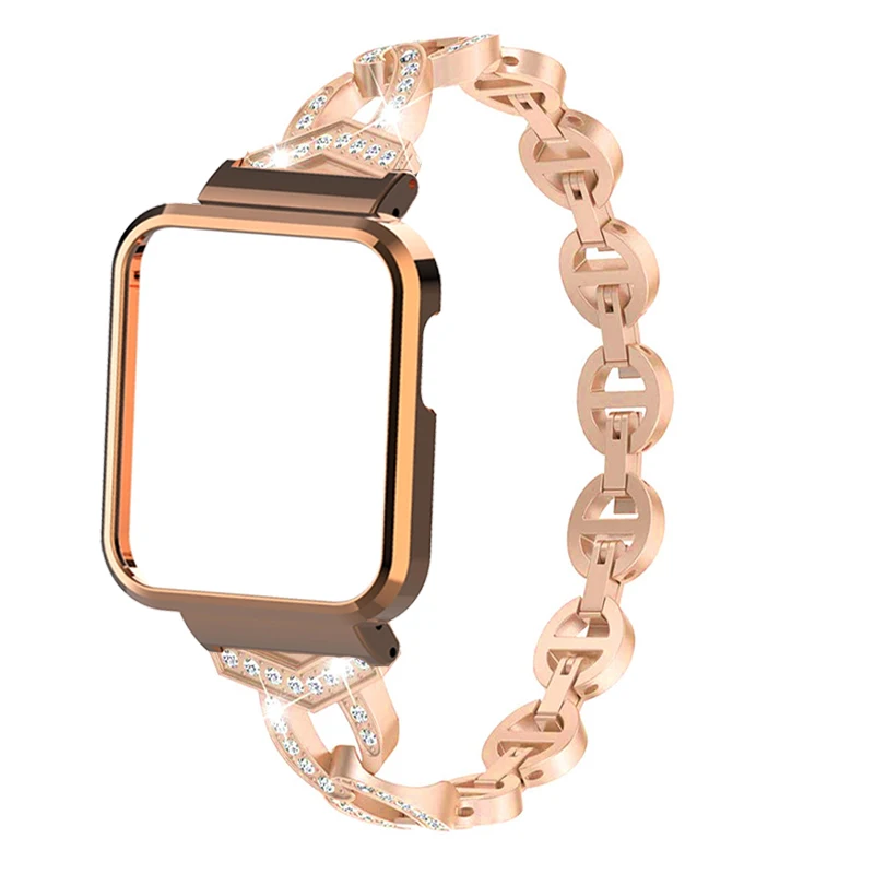 Custodia protettiva in metallo con cinturino diamantato per Redmi watch 2 Lite/Redmi Watch 3 Active bracciale per Xiaomi Mi Watch Lite Cover Frame