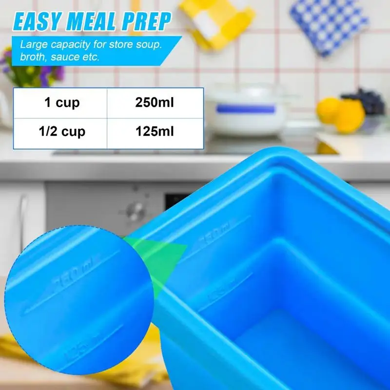 Silicone Freezer Tray Freeze And Store Soup Mold Convenient Easy Meal Prep Container Food Grade Silicone Freezing Tray Soup Free