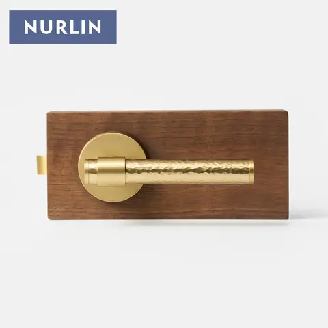 Nurlin US American Standard Brass Material Hand Hammered Bathroom Door Lock Passage Privacy Thumb  Mortise Key  Handle
