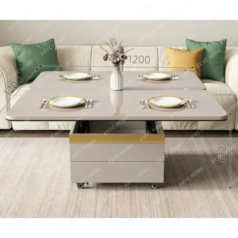 XXLuxury Piano Paint Folding Coffee Table Multifunctional Adjustable Height Dining Desk For Small Space Living Room Study