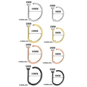 Fake stainless steel nose rings, rims, nose clip, piercing jewelry for women and men, hypoallergenic, form D, 1pc 8 Main Sales Stainless Steel - №3