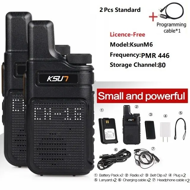 KSUT PMR446 Walkie Talkie 2 stuks Mini-formaat draagbare radio draadloze set tweerichtingsradiostation Comunicador Transceiver