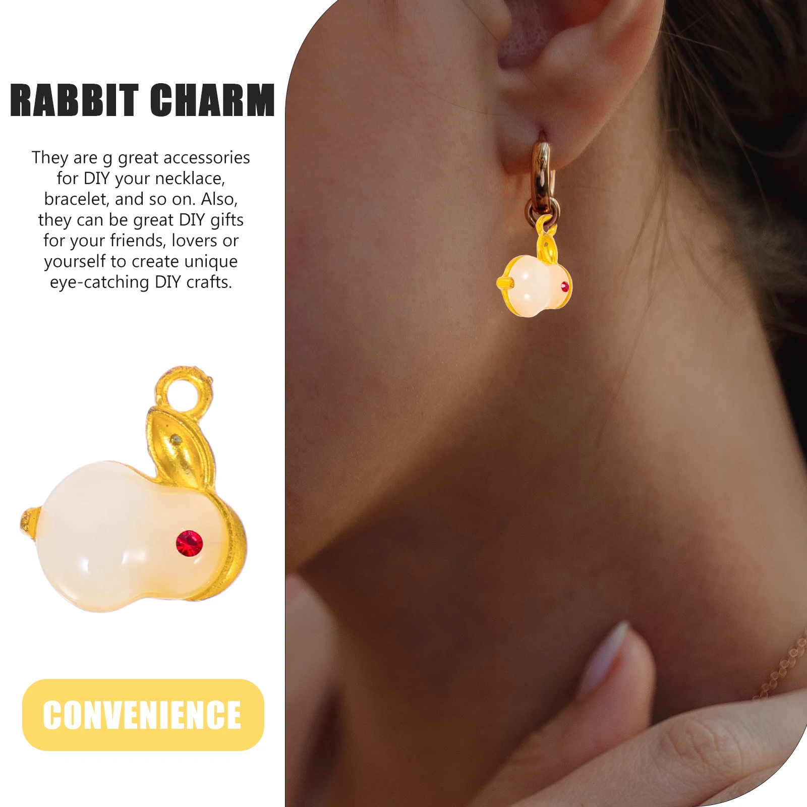 

10 Pcs Year of The Rabbit Pendant Bracelet Charms Jewelry Making DIY Necklace Pendants for Earring Alloy Bunny Beads