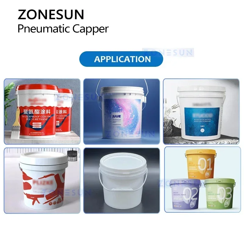Zonesun ZS-PDCM100 Machine de pressage de couvercle de seau pneumatique Machine de cachetage de seau