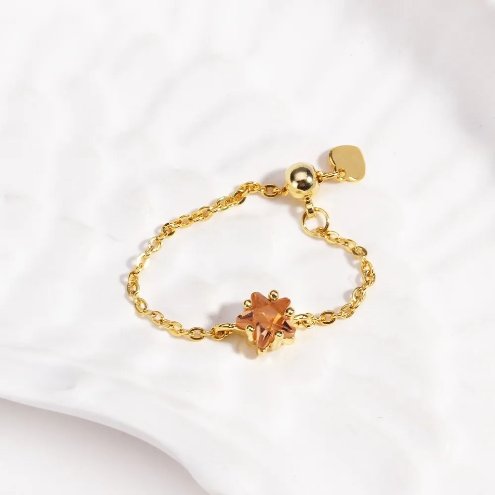 Stackable Rings Exquisite Star Zircon Rings Colored Elegant Link Chain Ring Delicate Fashion Adjustable Charm Ring Wedding