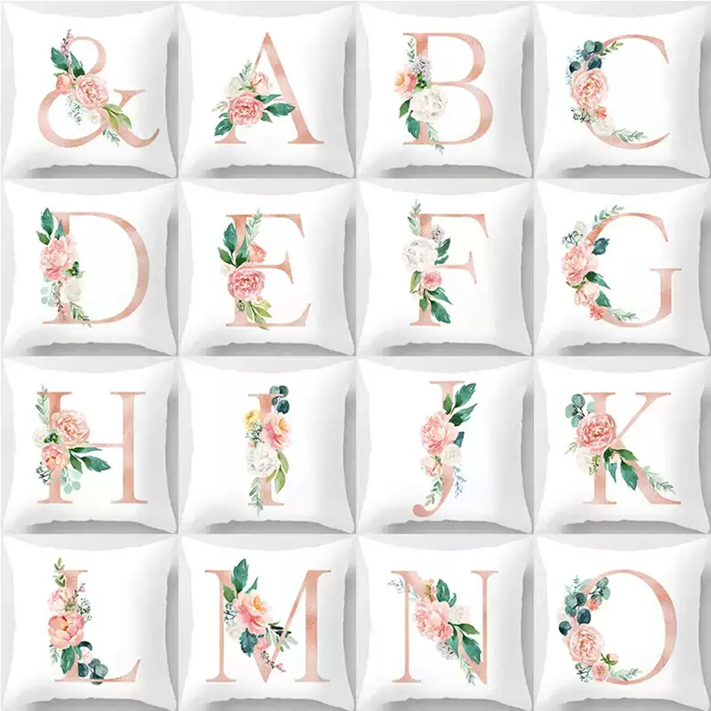 

26 English letters Nap Back Pillow Bedside Square Sofa Cushions Cozy Sleeping Neck Support Throw Pillow for Home or Traveling