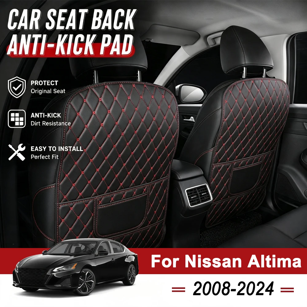 Custom Fit Seat Back Cover For Nissan Altima 2008-2024 Easy Install Kick Proof Leather Rear Seat Pocket Protector Pad Mat