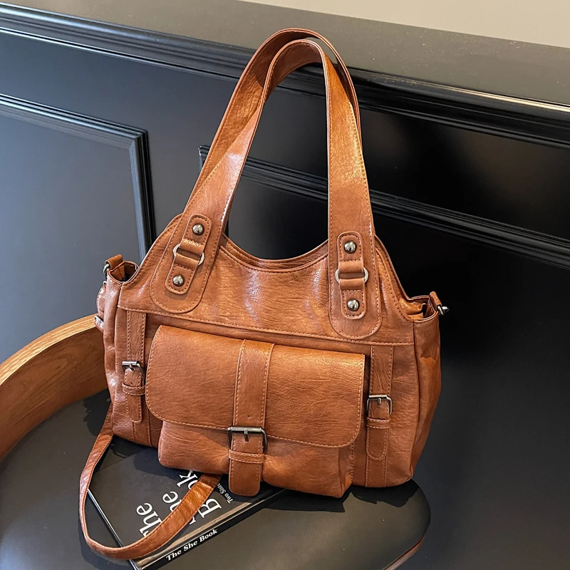 

Новая женская сумка большой вместимости в стиле ретро — повседневная и простая сумка для поездок на работу, сумка через плечо на одно плечо