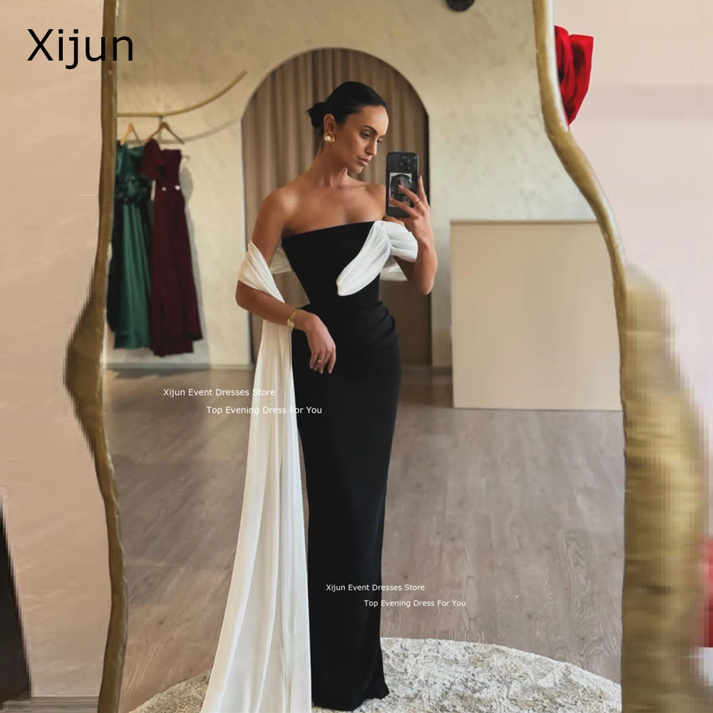 Xijun Elegant Black Mermaid Evening Dresses Off The Shoulder Formal Prom Dresses Floor Length Prom Gowns Customized 2024 Women