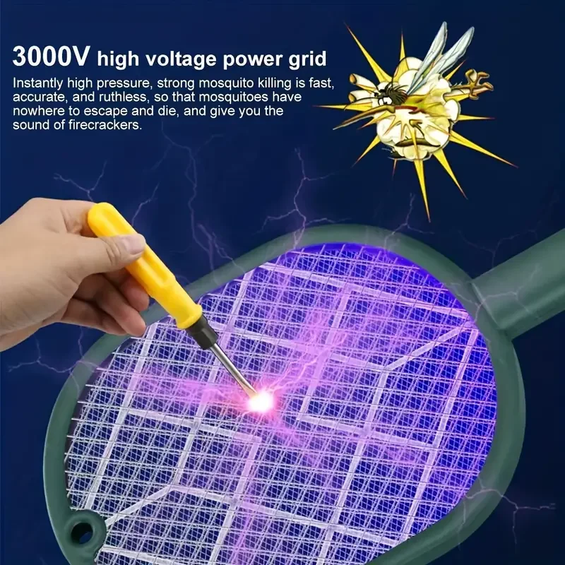 

USB rechargeable electric mosquito swatter household mosquito killer lamp two in one mosquito repellent artifact fly swatter pow