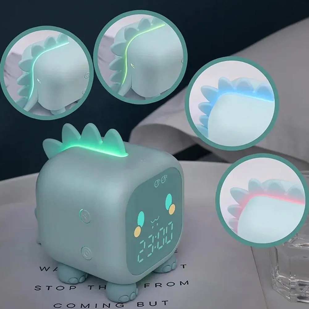 Dinosaur Alarm Clock For Kids Led Digital Clock With Night Light Sleep Trainer, Auto-dim Snooze  For Children Room Bedroom