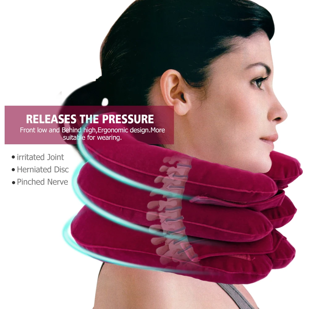 Neck Stretcher Cervical Traction Device Home Pain Treatment, Inflatable Spinal Decompression Collar Muscle Strain Injury Relief