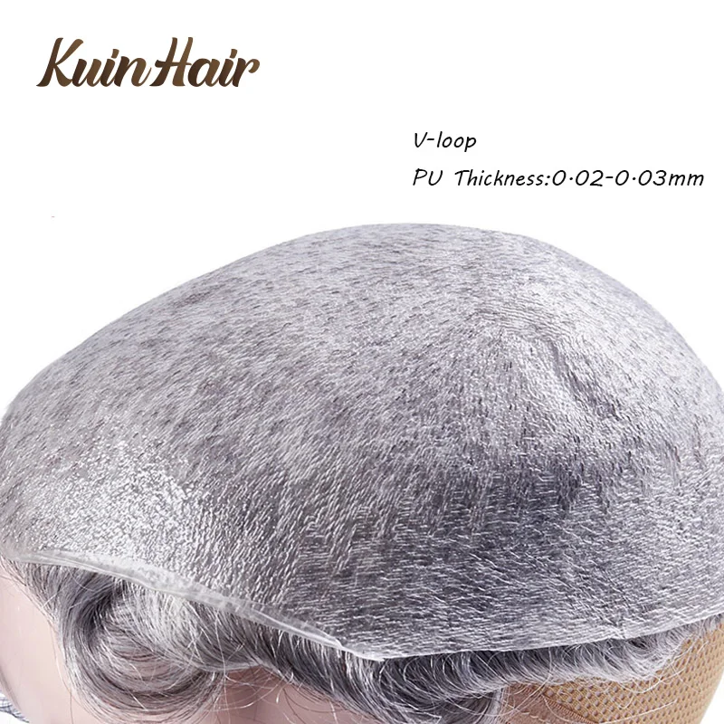 Think SKIN 0.02-0.03mm Male Hair Toupee Soft PU Men's Capillary Prothesis Natural Hairline Breathable Hair Replacement System 6
