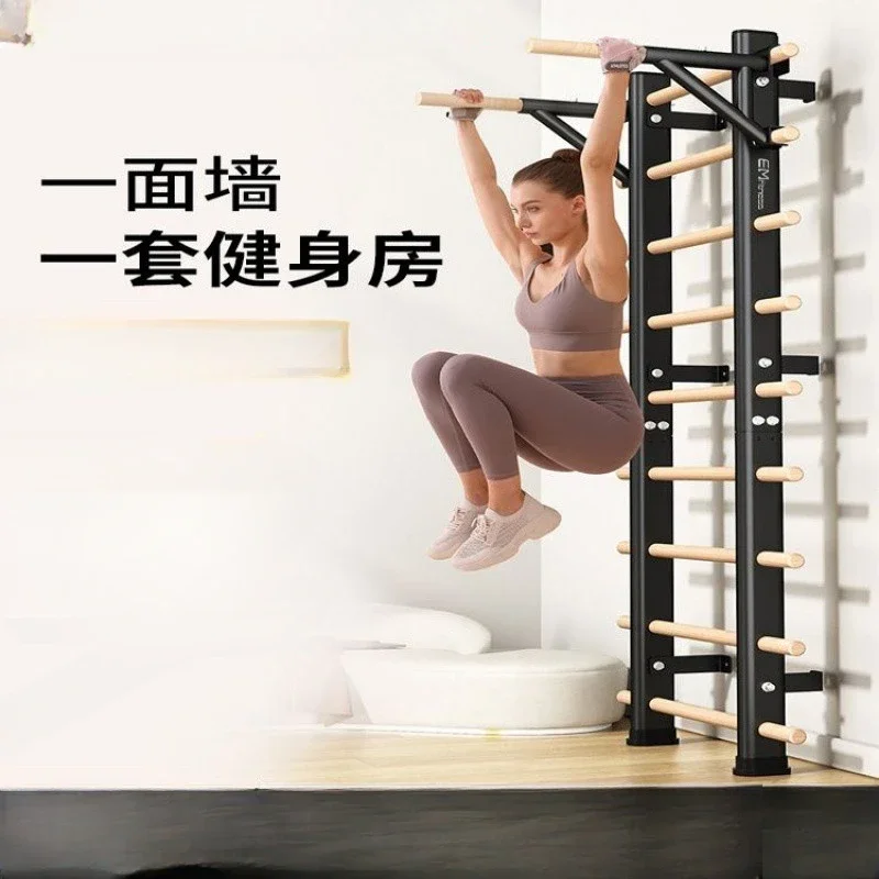 Gym Fitness Rod Wall Mounted Wooden Swedish Ladder