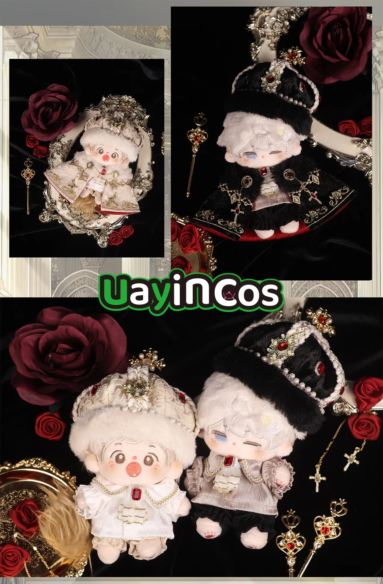 

20cm Doll Clothes Prince Knight Coronation Crown Palace Gem Crutch Clothing Costume Suit Doll Accessories Anime Toy Kids Gif