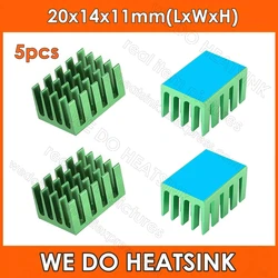 WE DO HEATSINK 5pcs 20x14x11mm Aluminum Network Routers Chip Heat Sinks Green Anodize Radiator Cooler With Thermal Pad