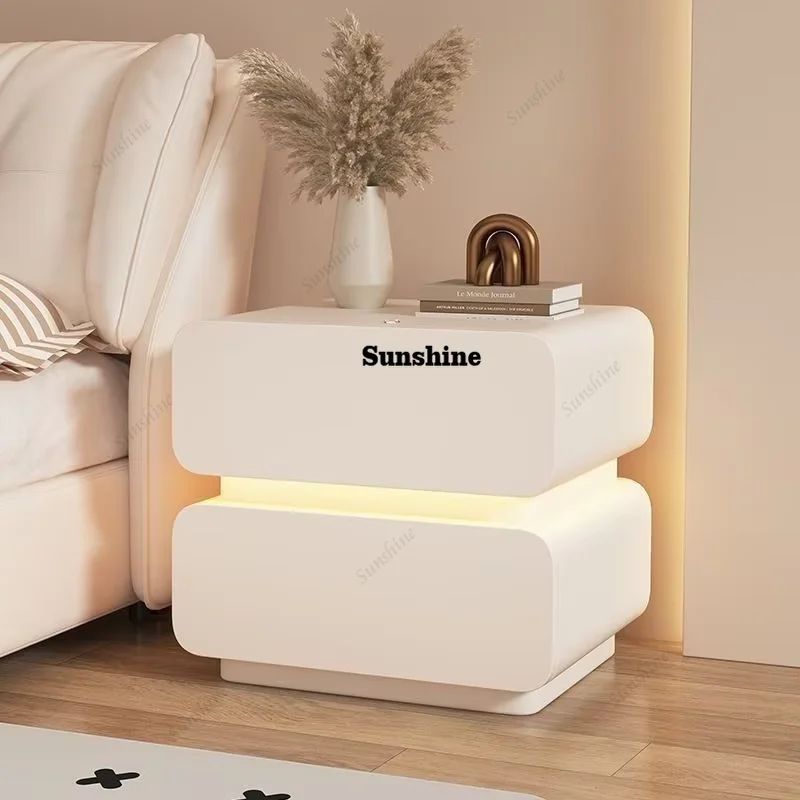 

Bedroom or living room household small modern simple solid wood bedside locker cream bedside table