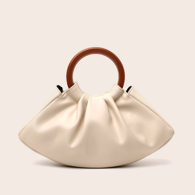 

New Fashion Pleated Cloud Handbag Soft PU Leather Magnetic Buckle Women's Trendy Handheld Purse Party Bag Clutch Evening Bag