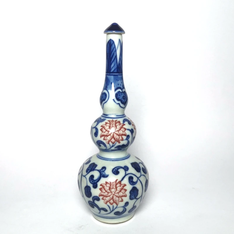 

YIZHU CULTUER ART Size H 15 CM Old China blue-and-white Porcelain Flowers Snuff Bottle Gift Collection