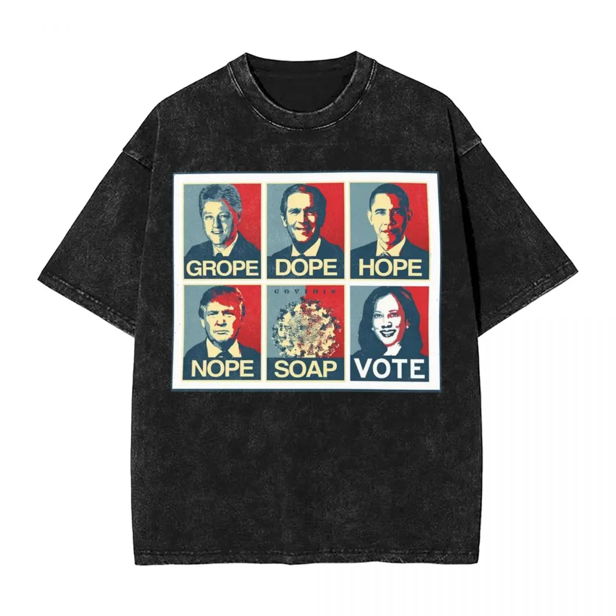 Grope Dope Hope Nope Soap VOTE KAMALA Washed T-Shirt Man Classic Cotton T Shirts Summer Novelty Tee Shirt Plus Size Clothes