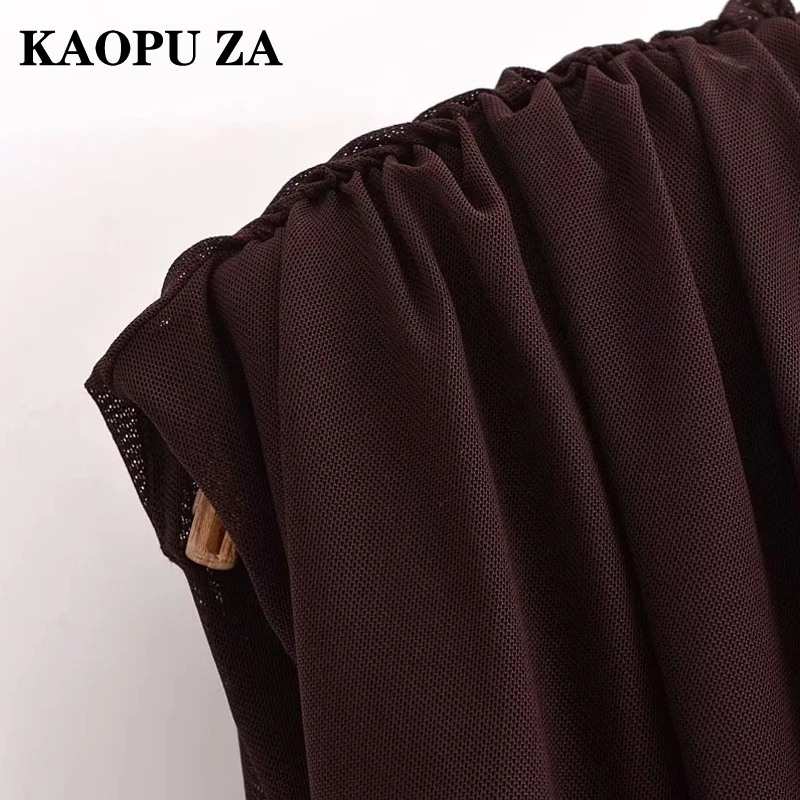 KAOPU ZA 2024 New Summer Women's Chic mesh Cropped Blouse top women O Neck Fashion Tops Casual Shirts