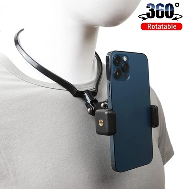 Mãos livres wearable pescoço preguiçoso suporte do telefone universal pendurado tripé para iphone 15 16 huawei gopro dji câmera esportiva selfie vara