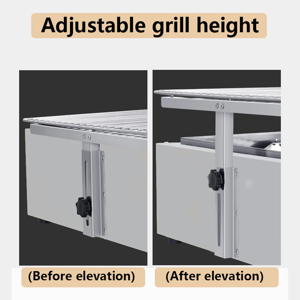 Kompor gas desktop berkepala empat dan pemanggang barbekyu digunakan sebagai kompor berkemah rumah tangga dan luar ruangan