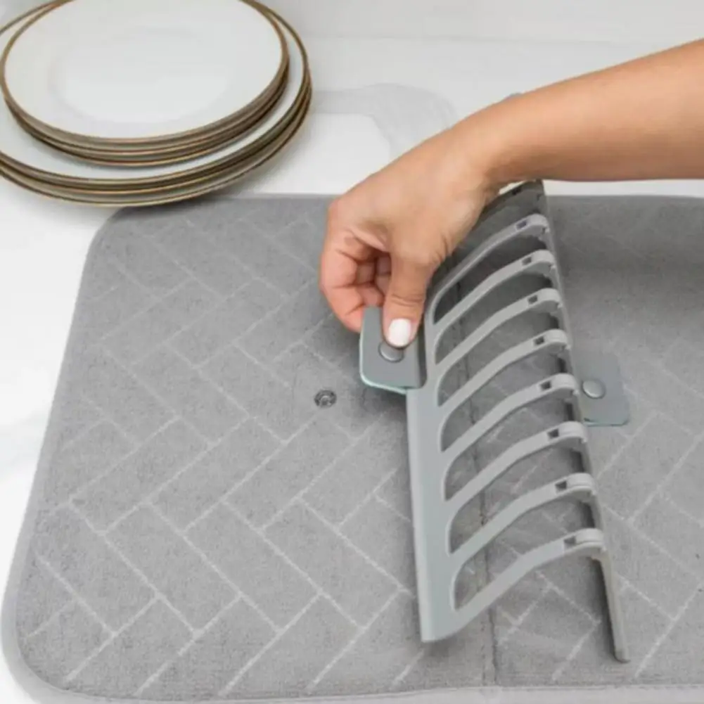 Moisture Management Dish Drainer Folding Drain Pad for Kitchen Foldable Dish Drying Mat Microfiber Drain Pad Super Absorbent