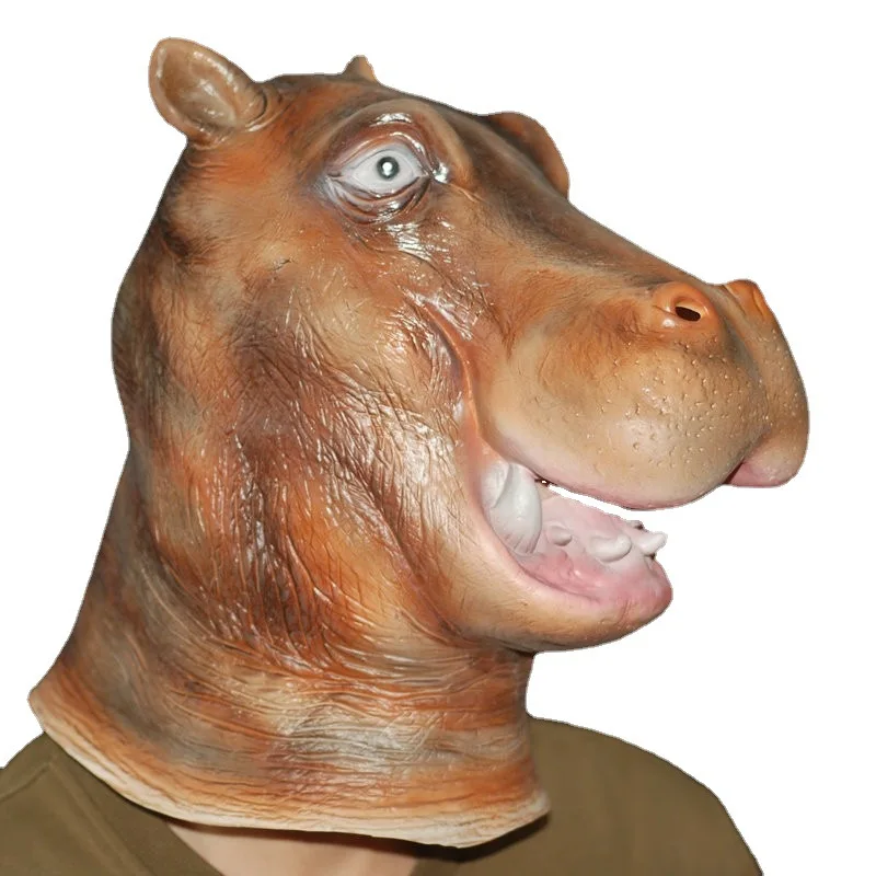 Free Shipping Eco-friendly Latex Animal Masks Full Head Hippo Mask Halloween Carnival Masquerade Cosplay Costumes Props