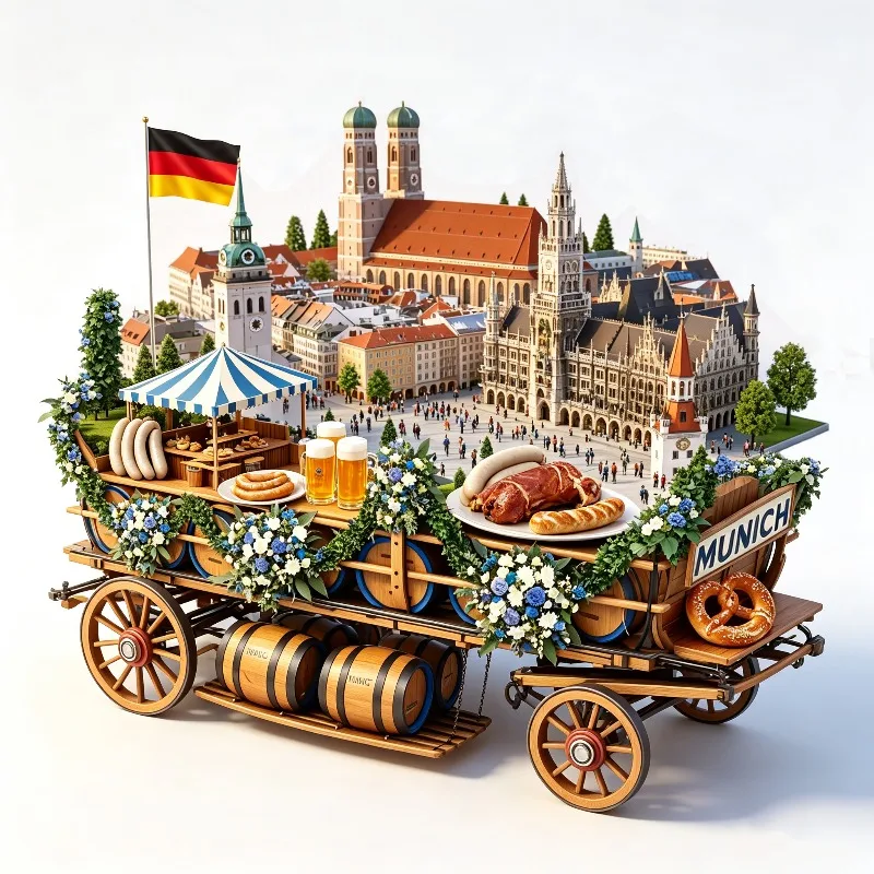 Germany Munich Fridge Stickers Metal Alloy Material Marienplatz Travel Souvenirs Oktoberfest Fridge Magnets Birthday Gifts