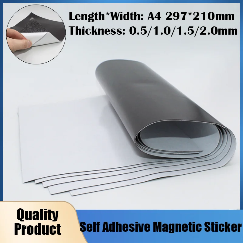 0.5/1.0/1.5mm A4 Magnet Sheet Rubber White Magnetic Sticker Mat for Picture photo Cutting Die Craft Fridge Magnet Adhesive