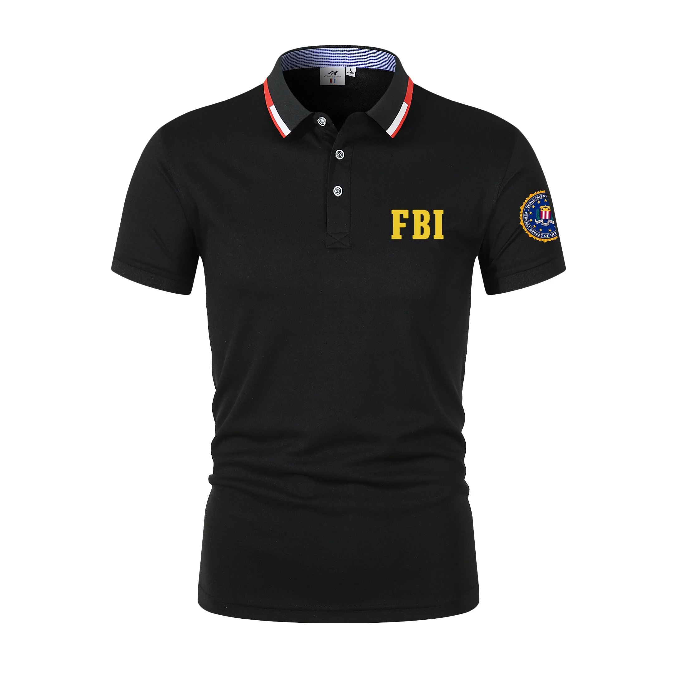 FBI New Men\'s Business Casual POLO Short Sleeved Smooth and Wrinkle Resistant Comfortable Top