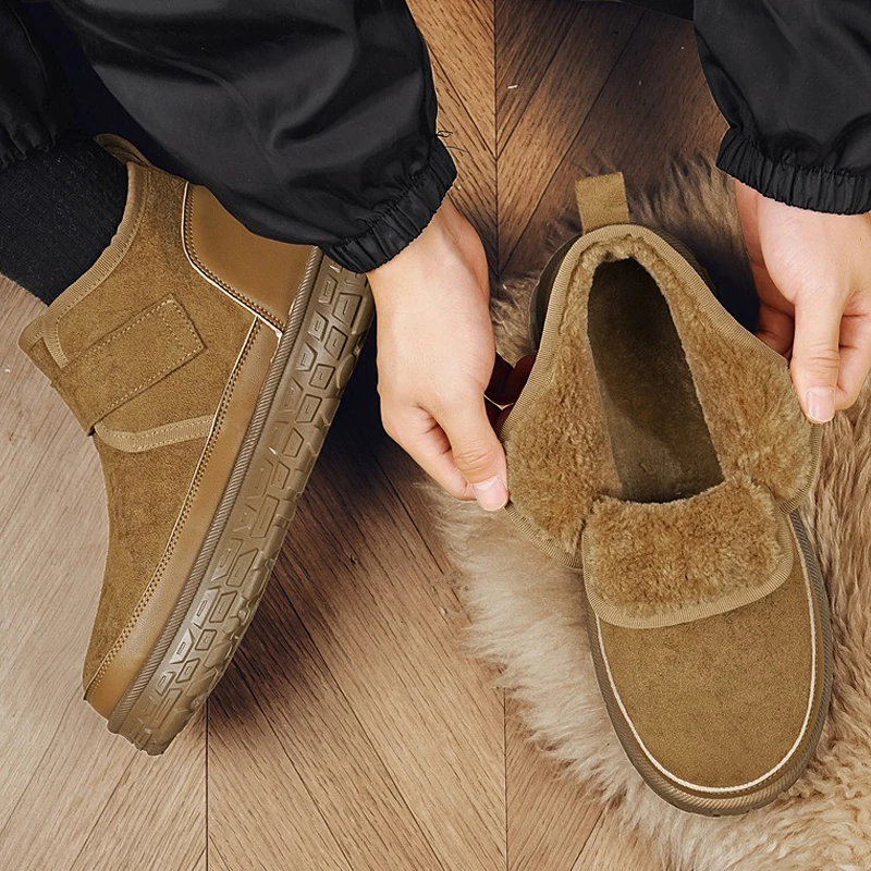 

Winter Snow Boots, Fleece-Lined Warm Velcro Multi-Purpose Thick-Soled Cotton Shoes, H1230